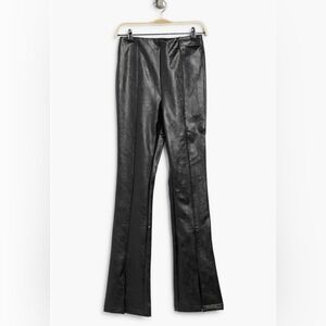 AFRM Adela High Waist Front Slit Faux Leather Pants pull on stretch waist